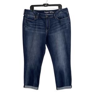 Signature Levis Modern Slim Cuffed Crop Denim Jeans Womens 20/36 Dark Stretch